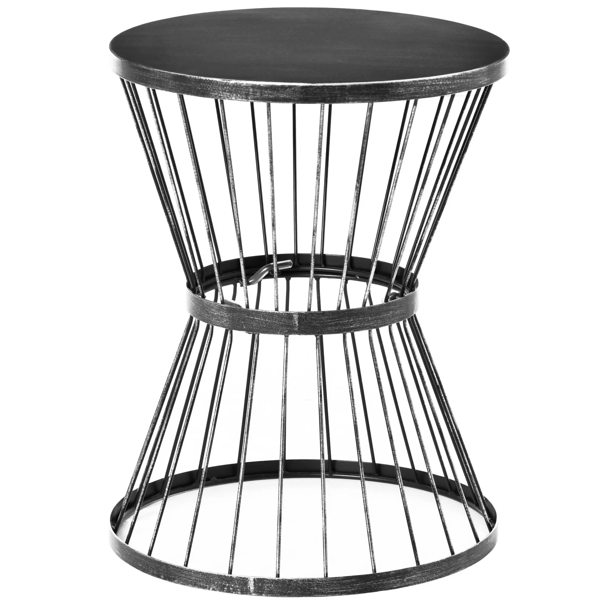 Outsunny 16" Steel Patio Side Table, Garden End Table with Hourglass Design, Accent Table for Outdoor and Indoor Use, Blue