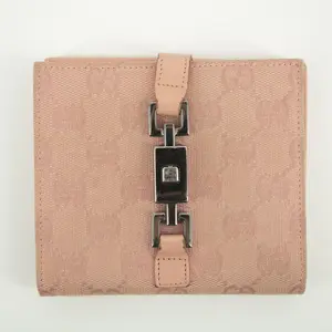 Pre-owned GUCCI Canvas-Leather small leather goods Pink Jackie GG Canvas x Leather Compact Wallet #2367