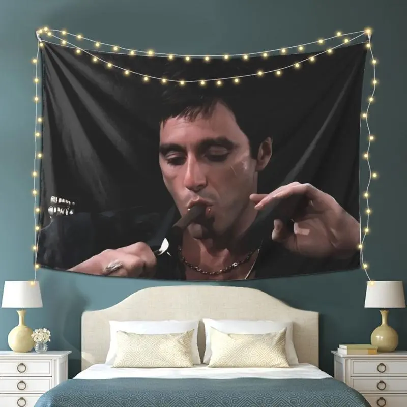 Scarface-Inspired Tapestry - Personalized Home & Party Decoration, Vibrant Wall Hanging with Soft Velvet Fabric, Lightweight & Machine Washable, Ideal for Bedroom, Living Room, Dorm, Party Decoration |   Movie Themed Decor |   Durable Polyester