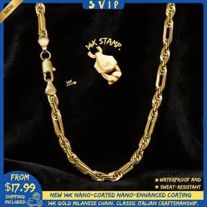 (NEW)14K Real Gold-Plated Milano RopeChain – 5mm Wide,18/20/24" INecklace for Men, Affordable TrendyGold Plated Necklace with Multi-AngleReflective Shine, Gift for Fashion Lovers jewelry cuban links chain