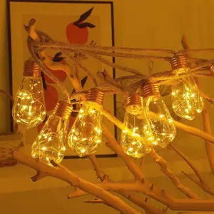 Solar Rope Lights String with 16 LED Bulbs, Remote Control + 8 Flash Modes, Outdoor Waterproof Hanging Light for Wall/yard/porch/garden Decor