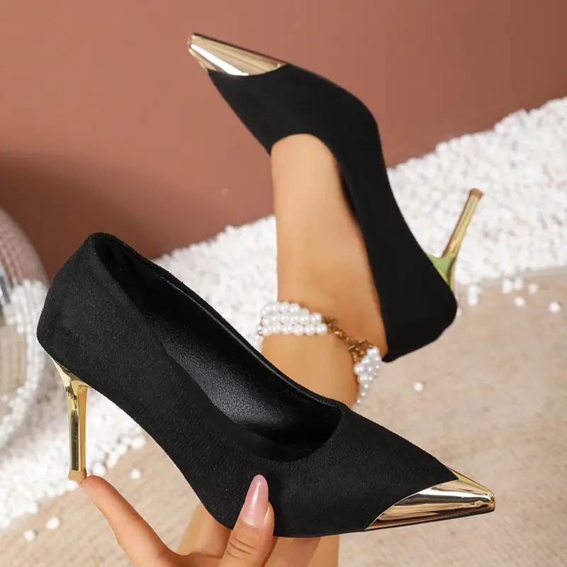 Women's Sexy Stylish High Heels, Elegant Stiletto Pointed Toe, Metal Anti-Kick Design, Rubber, Perfect for Work, Parties, Commuting Essentials
