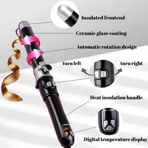 Fast-Heating Automatic Rotating Curling Iron for Big Waves, 28mm,Hair-Friendly Design-Pink,Black,White,Rose Gold