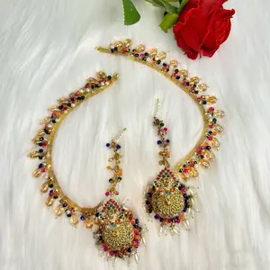 Desi Gorgeous Gold Plated Jhumka With Ear Chain And Saharas