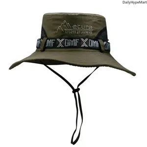 Mens UPF 50+ Bucket Hat Wide Brim Safari Sun Hat for Beach Fishing Breathable Windproof Polyester 55-60cm Size Cap Depth 9.5cm Visor 9cm