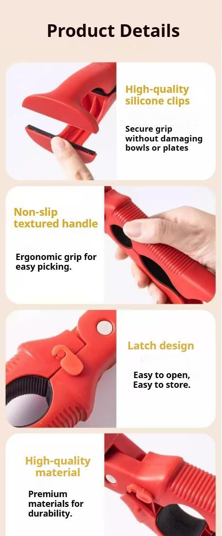 3-in-1 Dual Head Hot Plate Gripper – Anti-Scald Clip & Heat Resistant Silicone Kitchen Tool for Bowls, Plates, Steamers, Ovens & Microwaves. Built-in Lock & Bottle Opener, Compact Multi-Purpose Kitchen Gadget. Utensils