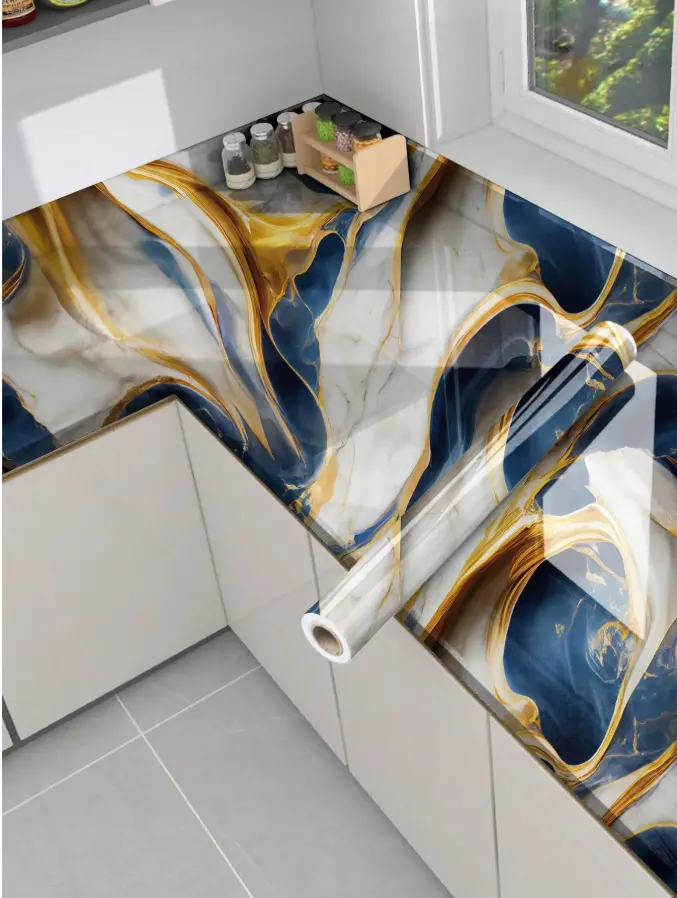 Marble Peel & Stick Contact Paper – Self-Adhesive Decorative Covering for Kitchen Countertops, Cabinets, Shelves & Furniture, Marble Look Home Décor