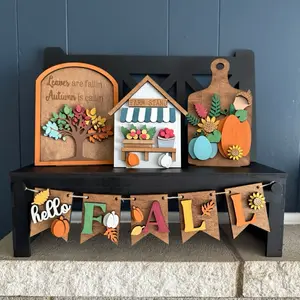 Fall Interchangeable Bench Sign – Indoor Seasonal Entryway Decor Gift