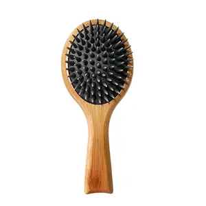 Silicone Massage Comb Bamboo Handle Scalp Massager Brush, Relaxing Meridian Stimulation, Hair Care Tool for Stress Relief