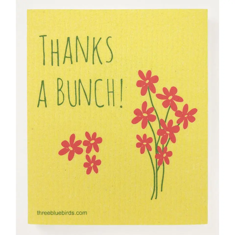 Thanks a Bunch! on Yellow Swedish Dishcloth