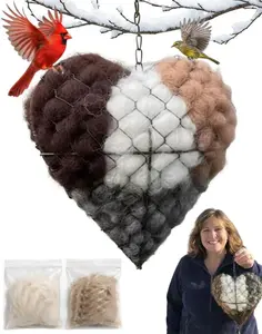 Handmade Alpaca Fiber Bird Nesting Heart Winter Shelter for Wild Hummingbirds Garden Art Birdhouse Decor Perfect Gift for Bird Lovers