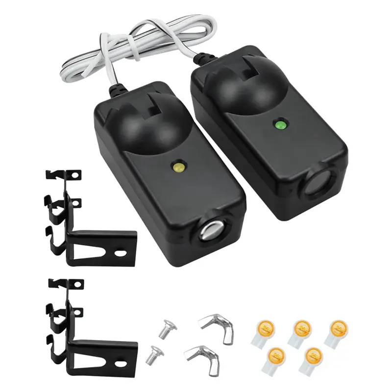 2 x Garage Door Opener Plastic Safety Sensors with Invisible Beams, Automatic Reverse, Brackets Included, Compatible with Liftmaster, Sears, Craftsman, for Cold Weather Use, Prevents Accidents