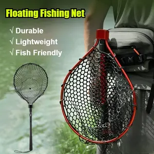 Floating Fishing Net with Handle, Folding Fishing Net for Easy Storage – Telescopic Landing Net for Bass, Trout, Kayak & Boat Fishing,Durable, Lightweight & Fish Friendly, Fishing Accessories