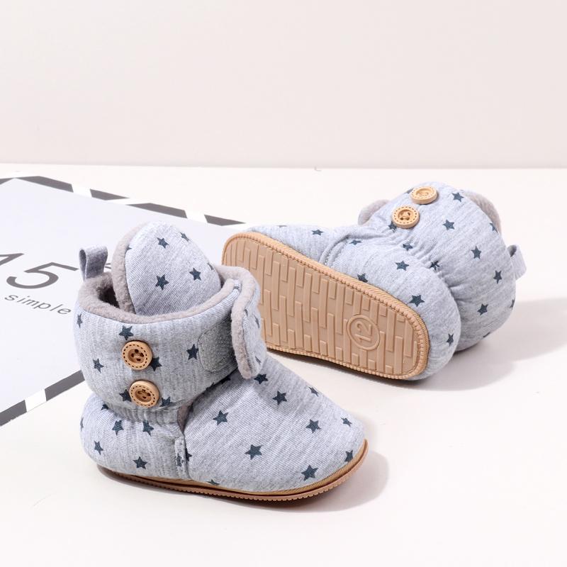Fleece Baby Booties, Warm Cozy Baby Slippers, Stay On Sock Shoes, Easy to Put on, Unisex Baby Gifts, Soft Non-Slip Adjustable Newborn Boots for Boys and Girls