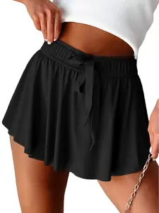 Women's High Waisted Tennis Skirts with Built-in Shorts Flowy Athletic Skorts Drawstring Activewear for Golf Running Casual