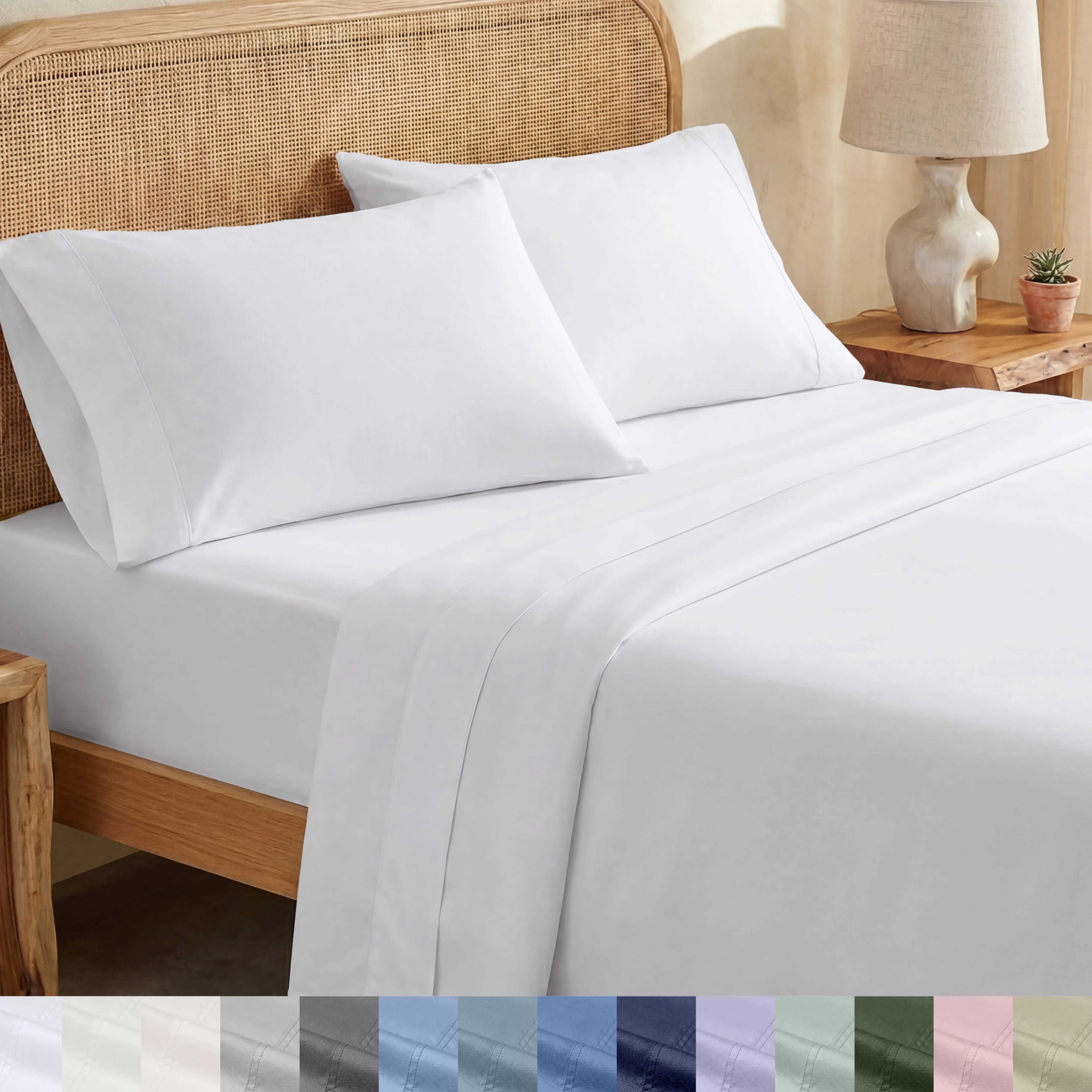 California Design Den 100% Organic Cotton Percale Sheet Set -  GOTS Certified Product
