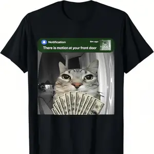 Funny "Motion at Your Front Door" Cat Motion Meme T-Shirt for Men