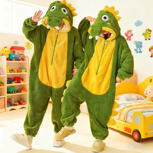 One-piece crocodile pajama, made of flannel, crocodile costume role-play, cute plush pajama, animal cartoon couple outdoor, thickened homewear Loungewear unisex pajama