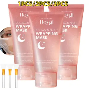 Collagen Overnight Wrapping Peel-Off Facial Mask Pack, Elasticity and Hydration Care Reducing Sagging and Dullness, Hydrolyzed Collagen for Glowing Hydrating Overnight Facial Skin Care, Collagen Face Mask