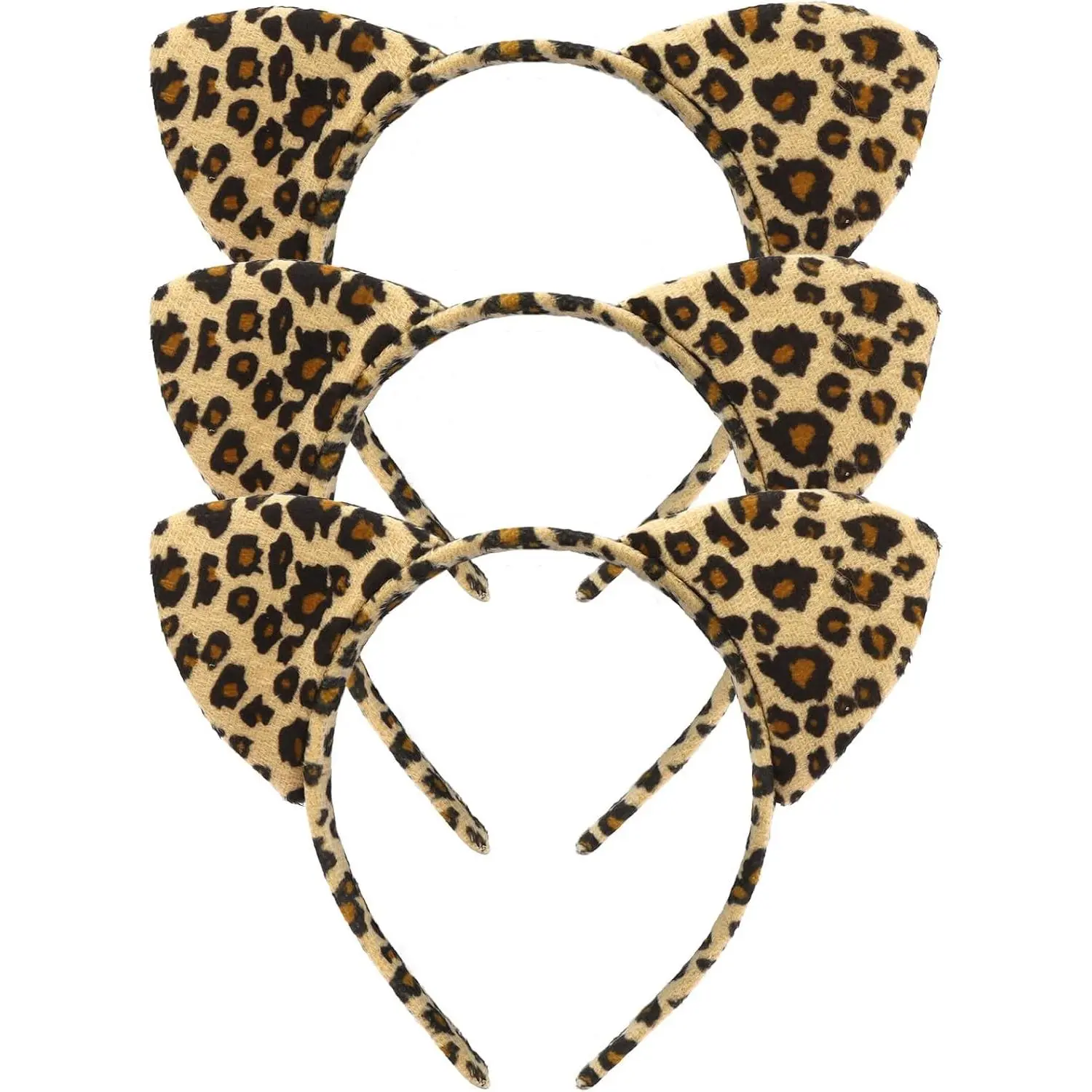 3 count Leopard Ears Headband for Women, Furry  Ears Headbands Hair Accessories With  Print for Adult Halloween  Costume Makeup Washing