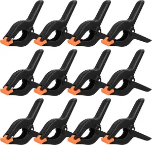 6 Inch Spring Clamps, 12 Pack Professional Plastic Spring Clamps, Heavy Duty Plastic Clamps for Crafts and Woodworking, Backdrop Clips Clamps for Backdrop Stand, Photography, Home Dec
