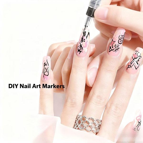 12-Color Nail Art Marker Set – Quick-Drying Acrylic Pens for DIY Manicures & Easy 3D Designs, Ideal for Beginners