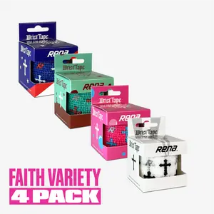 4 Pack Faith Wrist Tape, Variety Cross, Christian Athletic Tape, Baseball Drip, Football Drip, Soccer Drip