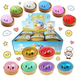 Colorful Smiley Baozi Stress Relief Toy, Soft Slow-Return Food Doll, Anxiety Relief, Perfect Party Gift, Classroom Reward, Includes Steamer Basket