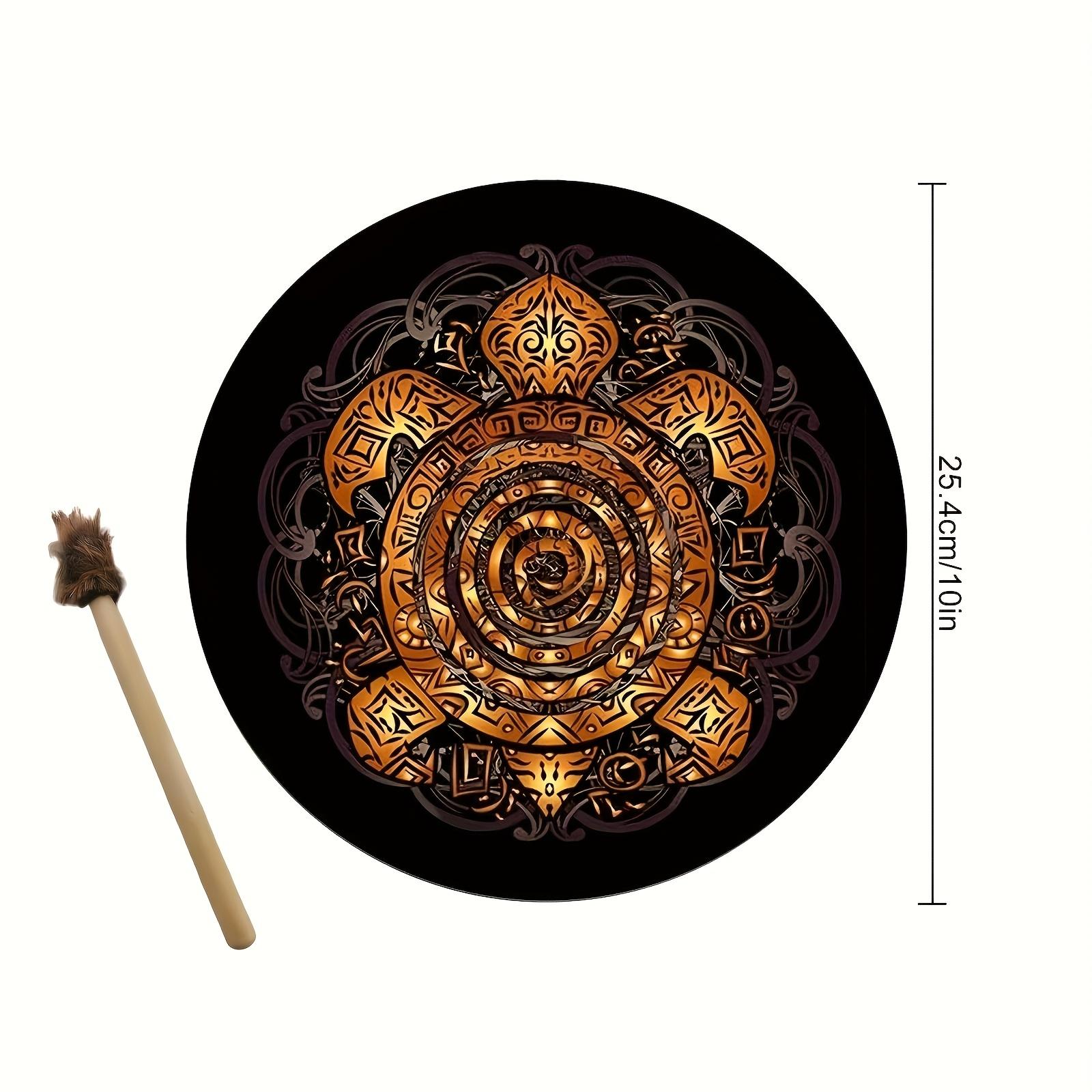 Mandala Frame Drum with Protective Shell & Wall Art Black Nylon Shamanic Drum for Sound Healing Spiritual Music and Meditation Durable Mandala Pattern Drums