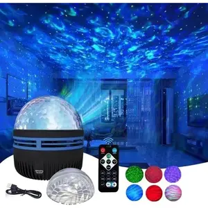 2 in 1 Northern Galaxy Light, Northern Lights and Ocean Wave Projector with Remote CoLntrol, RGB Colorful Night Light for Bedroom Home Decor Gifts (Aurora & Wave)