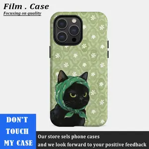 Vintage Cute Cat Compatible With Iphone 17 Pro Max 16 15 Plus 14 13 12 11 Air Xs Xr Phone Case Hard Shell Rugged Phone Case Anti - Scratch Shockproof Frosted Protective Cover Waterproof Outer Layer Durable Shell