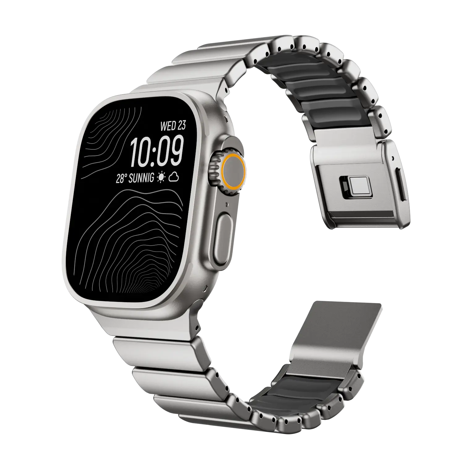 ZNRUI Luxury Titanium Silicone Dual-Layer Link Bands Compatible