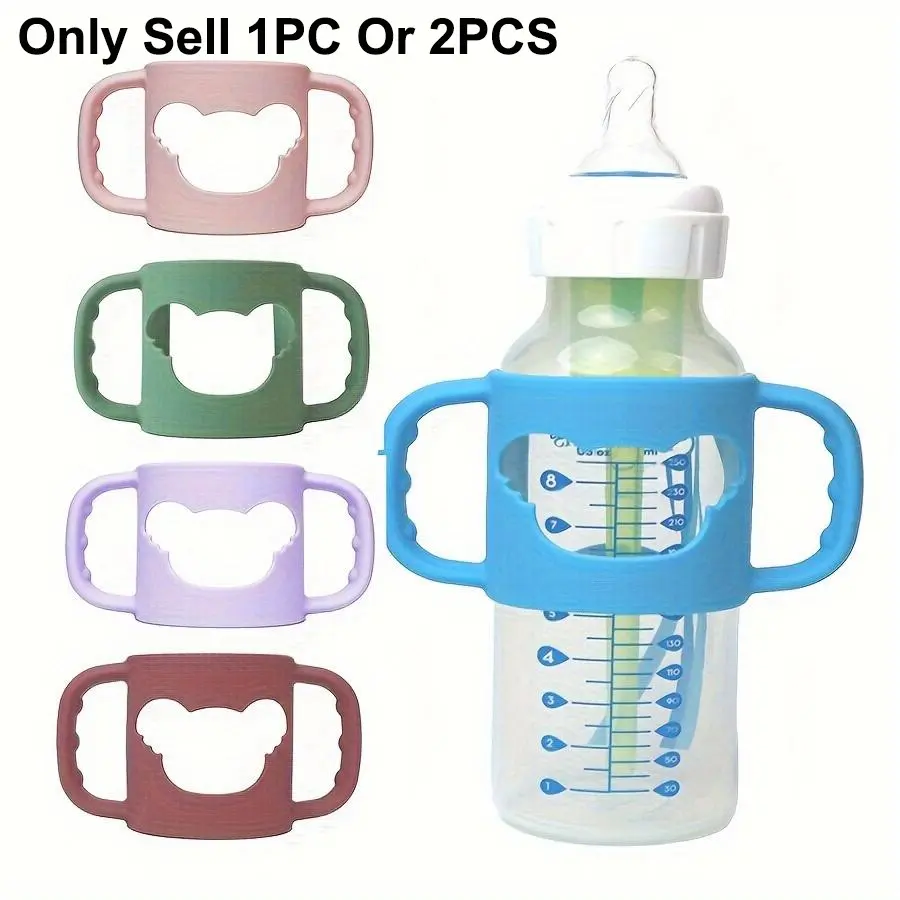 Cartoon Pattern Silicone Bottle Handle, Baby Bottle Handle Unisex, Anti-drop Bottle Handle for Most Standard Caliber and Wide Caliber Bottle