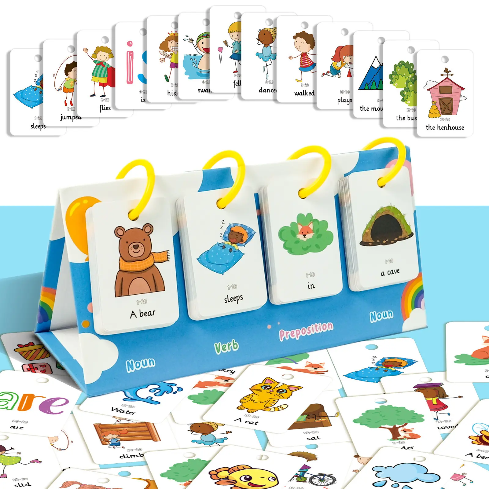 129-Piece Double-Sided CVC Word Flip Chart s Desktop Set - Preschool Letter Flash Cards, Language Learning Flashcards, Interactive Educational Toys for Kids, Cool Gifts for Kids Stuff, Study Cards