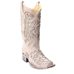 Corral Ladies Eliza White Glitter Inlay & Crystals Wedding Boot A3397