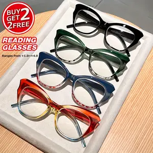 Fashionable reading glasses for young women, buy 2 get 2 free - butterfly and cat eye appearance, lightweight reading glasses for middle-aged and elderly - daily wear - 1.0 - 4.0 Reading Eyeglasses