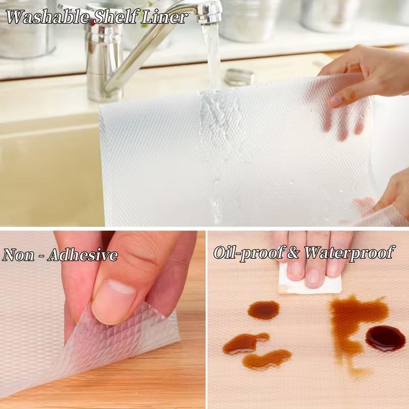 1 roll of waterproof and moisture-proof drawer liner, for kitchen cabinets, countertops, and wardrobes - special paper for shoe cabinets, waterproof and moisture-proof EVA cabinet mat for kitchen, refrigerator, wardrobe - non-slip and cuttable
