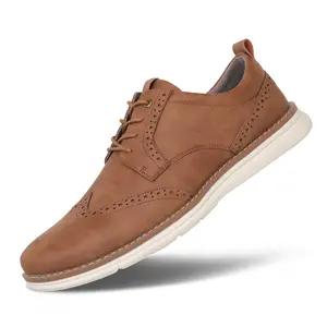 Hawkwell Plus Men's Plus Size Wingtip Oxford Shoes Classic Brogue Dress Shoes Business Office Shoes