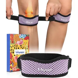Knee Brace - 2Pack Adjustable Compression Brace with V-shaped Support Strip for Men Women Patella Band for Meniscus Injury Arthritis Pain Joint Support Strap for Workout, Purple