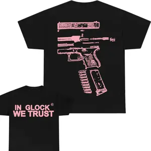 IN GLOCK WE TRUST 2 side T-shirt, Menswear Top , GIft For Men,Full color,Design Light Pink, T-shirt For Men