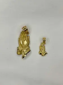 Dijes d Manitas Orando in Real 10k Gold Intricate Design Spiritual Jewelry for Everyday Wear or Meaningful Gift