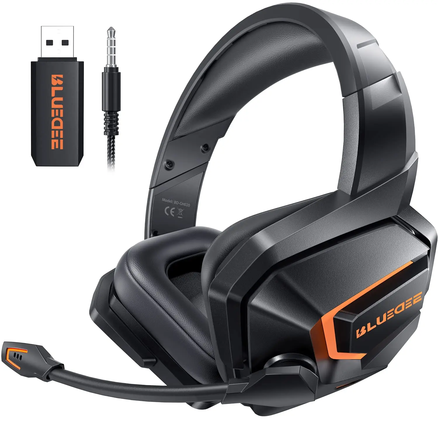 Wireless Gaming Headsets with Mic for PC PS4 PS5 PlayStation 4 5, Bluetooth USB Gamer Headphones with Noise Cancelling Microphone for Computer Laptop PC Mac