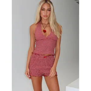Whimsy Halter Top Red Gingham
