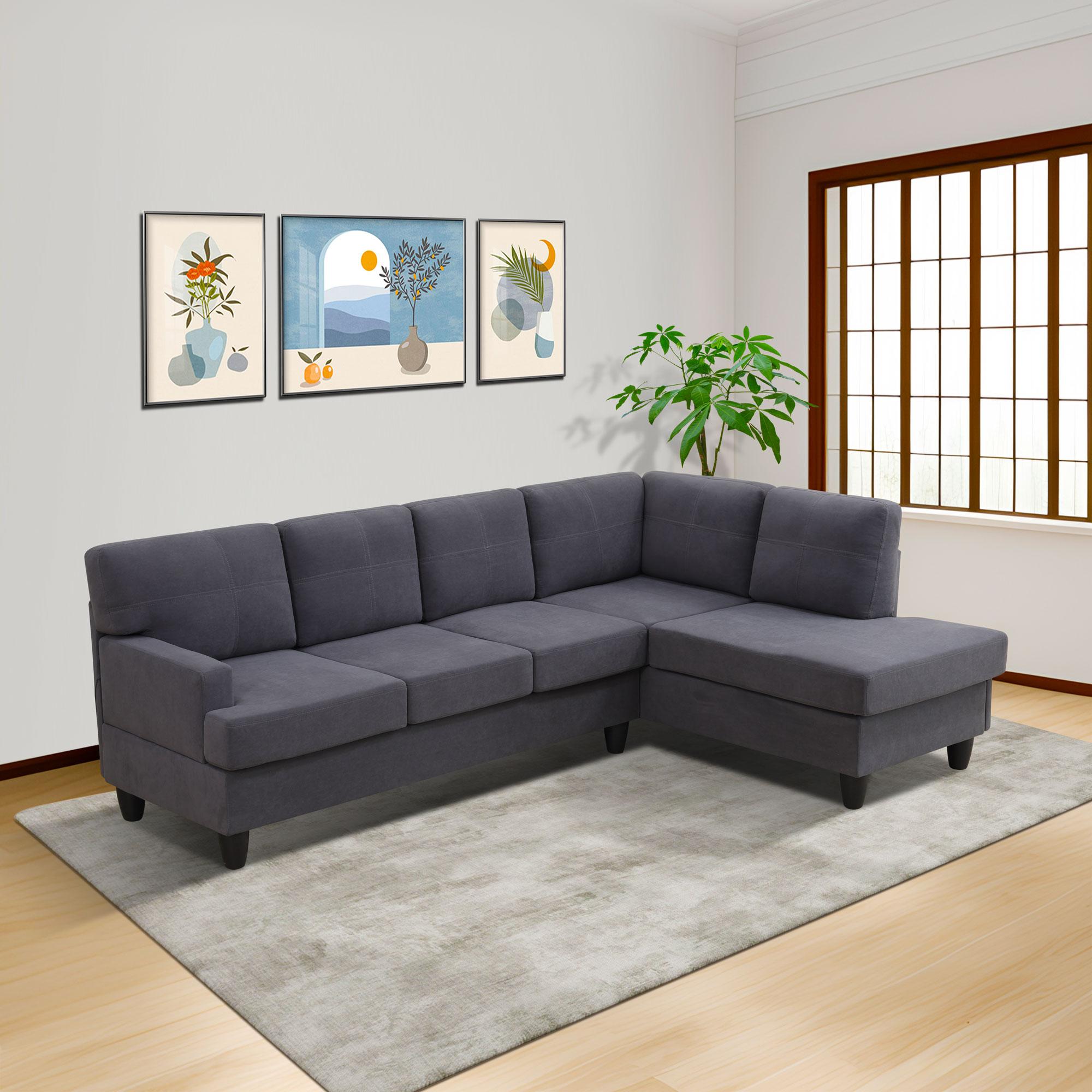 Dark Grey Cloud Soft Breathable Fluffy Fabric 2-Piece Sofa Set for Living Room, Modern Comfy Loveseat Furniture Set, Space Saving Home Decor Couch for Apartment Bedroom