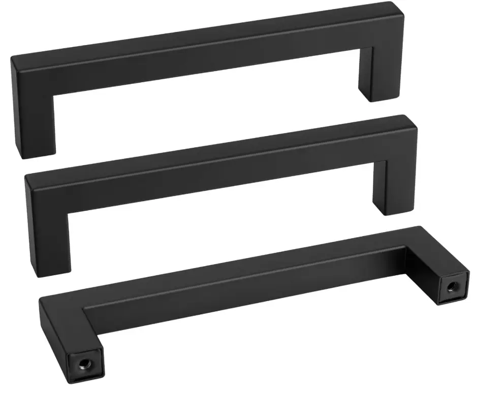 Goldenwarm Black Cabinet Handles Matte Black Drawer Pulls Stainless Steel Cabinets Hardware Square Bar Modern for Kitchen Bathroom Cupboard, 2 Pack 5 Inch | Stainless Steel,Square Bar Modern Hardware,Cabinet Pulls,Smooth Touch,for Bathroom