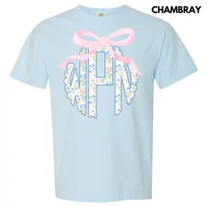 Grandmillennial Floral Monogram Comfort Colors T-Shirt 'NLB'