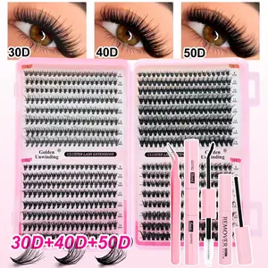 DIY Eyelash Extension Kit, Professional & Beginner Friendly, Easy Home Use, Full Set, Fluffy D Curl, Mixed Length, Solid Form