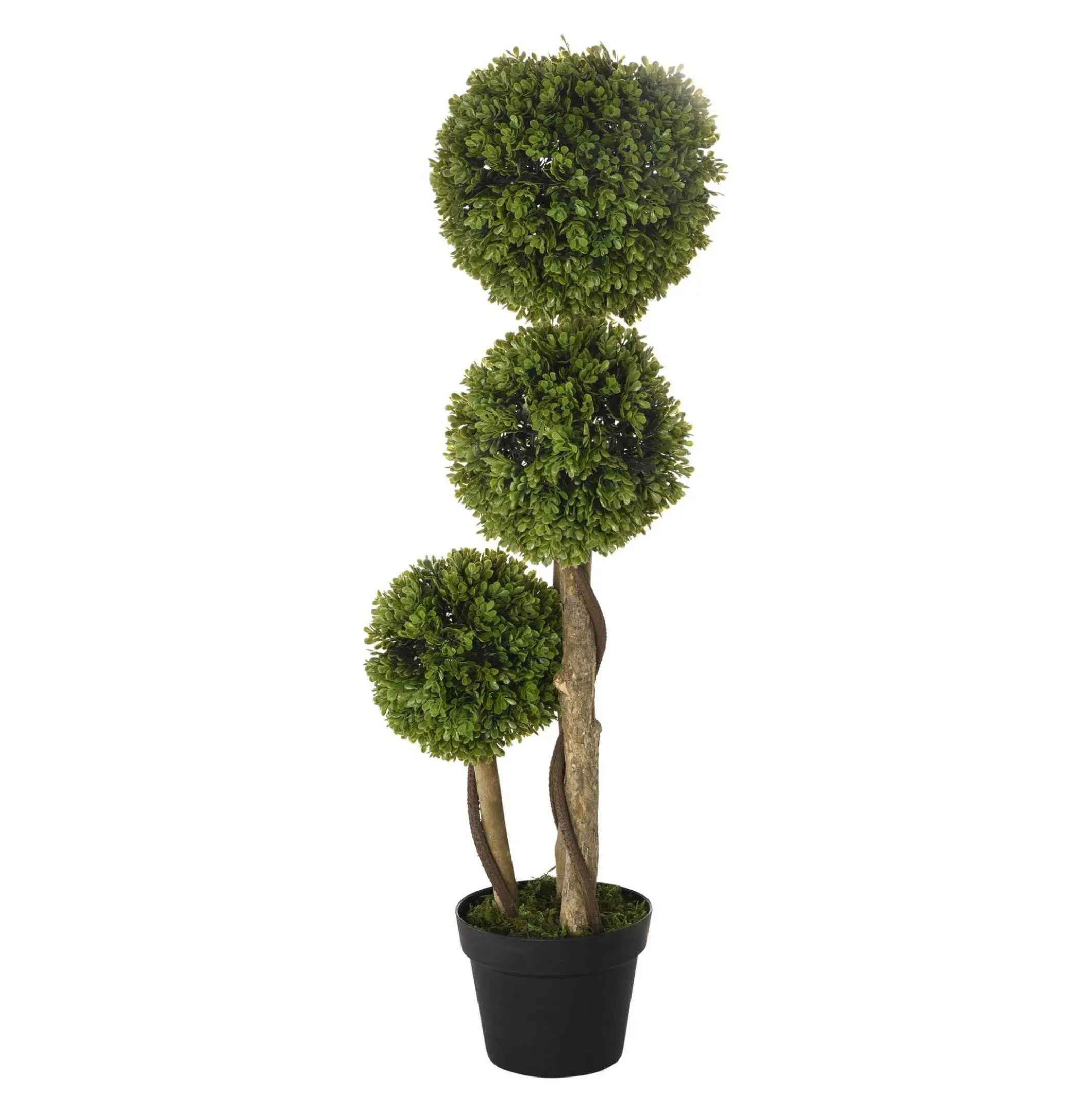 35.5" Faux Boxwood Triple Sphere Topiary Tree - Nature-Infused Light Decorative Indoor Outdoor Potted Plant Room Divider