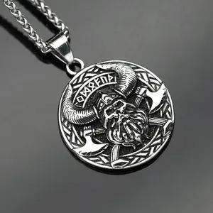personalized retro Nordic Viking men's titanium steel pendant necklace, Viking Norse mythology pendant