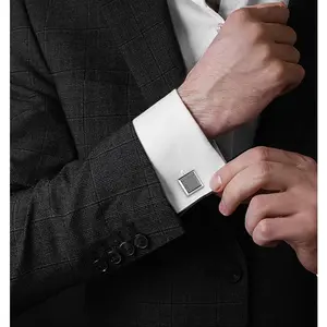 Men's Business Banquet Shirt Cufflinks, Classic French Inlaid Copper Cufflinks, Checkered Gold-Plated Cufflinks
